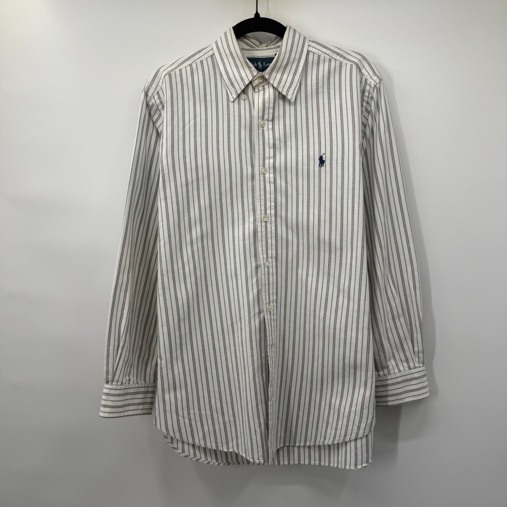 Ralph Lauren Mens 15 32/33 Button Down Shirt White Multi Stripe Classic Fit